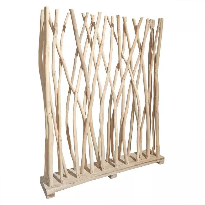 Paravent h. 120 cm branches de bois de teck brut blanchi - brent 03