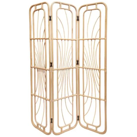 Paravent H. 180 cm en rotin naturel ajouré formes organiques – HAZEL
