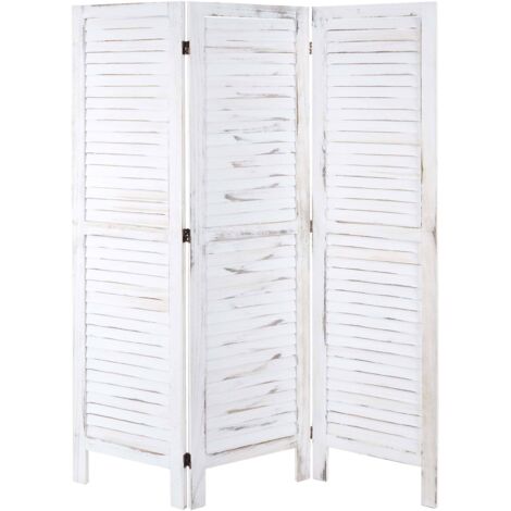 Paravent HHG-519, Trennwand Sichtschutz Raumteiler, Shabby-Look 170x120cm weiß