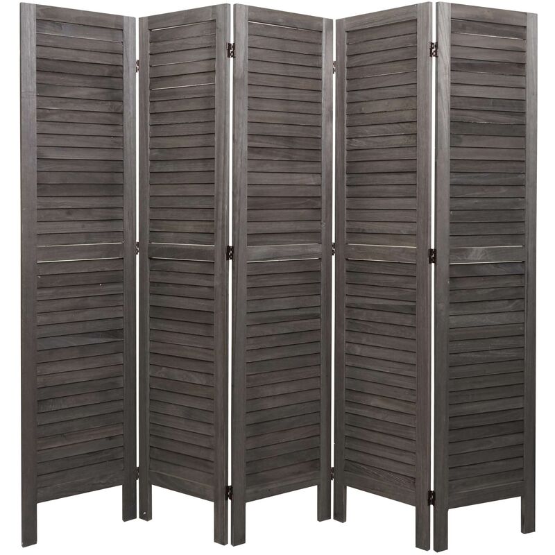 Jamais utilisé] Paravent HHG-527, Cloison de séparation visuelle Séparation de pièce, look shabby 170x200cm, gris-marron