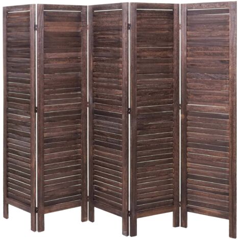 Paravent HHG-527, Trennwand Sichtschutz Raumteiler, Shabby-Look 170x200cm braun