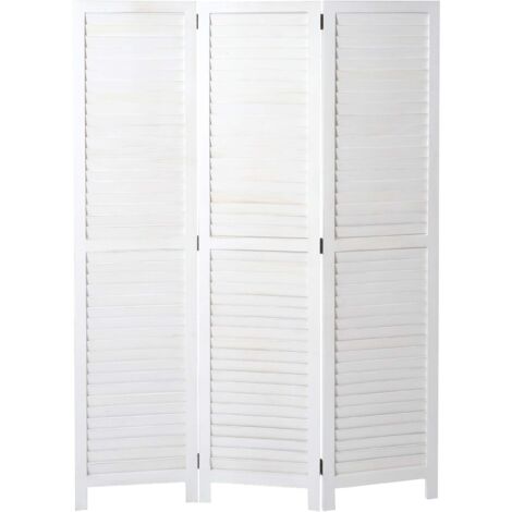 Paravent HHG-634, biombo separador de ambientes, aspecto shabby vintage, 170x120cm, blanco