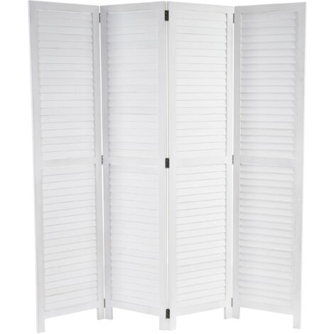 Paravent HHG-836, Raumteiler Trennwand Sichtschutz, Shabby-Look Vintage, 170x160cm weiß