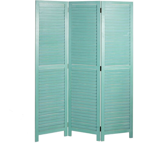 Paravent HWC-C30, cloison de séparation, pare-vue, brise-vue, style shabby, vintage 170x120cm - vert