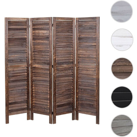 Paravent HWC-G30 - Cloison de séparation visuelle Séparation de pièce - look shabby 170x162cm - gris-brun