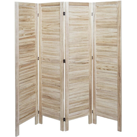 Paravent HWC-G30 - Cloison de séparation visuelle Séparation de pièce - look shabby 170x162cm - marron-clair