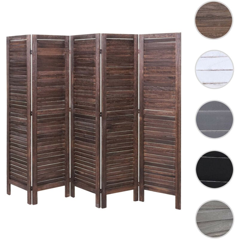 Paravent HW C-G30 - Cloison de séparation visuelle Séparation de pièce - look shabby 170x200cm - gris-marron