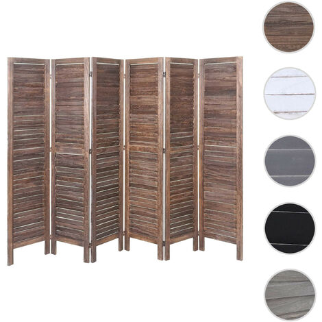 Paravent HWC-G30 - Cloison de séparation visuelle Séparation de pièce - look shabby 170x240cm - gris-marron