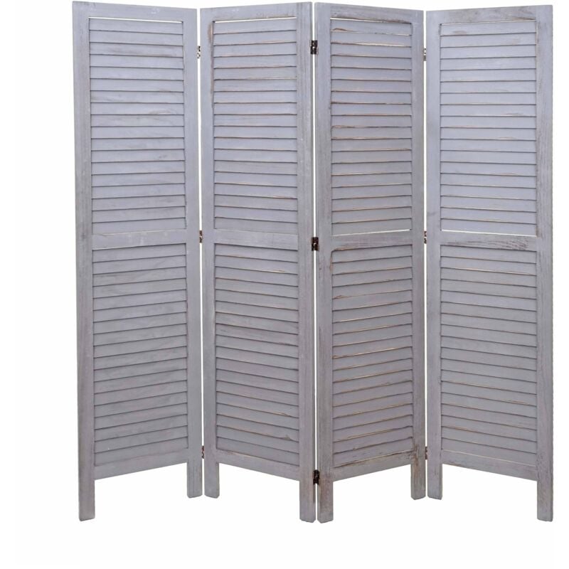 Paravent HWC-G30, cloison de séparation, pare-vue, brise-vue, style shabby chic, 170x160cm - gris foncé