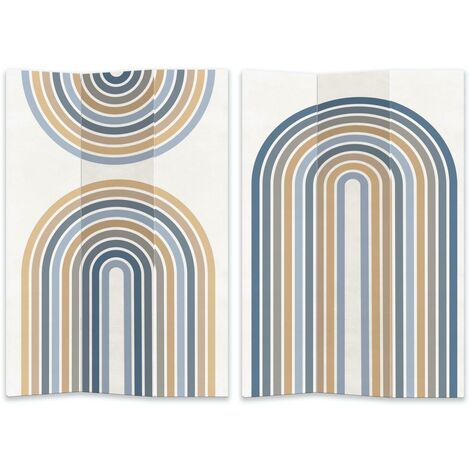Paravent imprimé 3 panneaux bleu et orange 120,6x2,5xh180,6x2,5xh180xh180