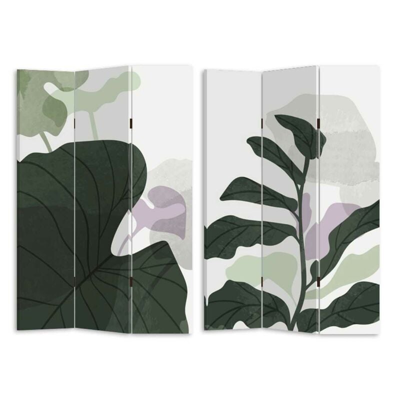 Paravent imprimé feuilles vertes 3 panneaux rectangulaire 120,6x2,5xh180,6x2,5xh180