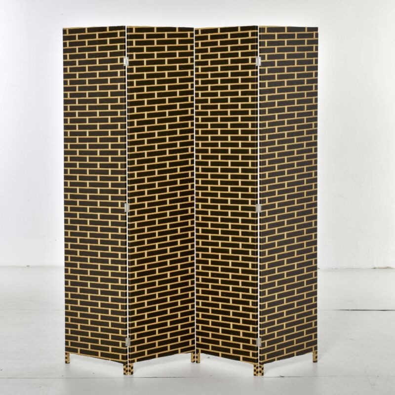 Homcom - Paravent intérieur 4 panneaux pliables séparateur de pièce bois de peuplier fibres de papier tressée chocolat paille