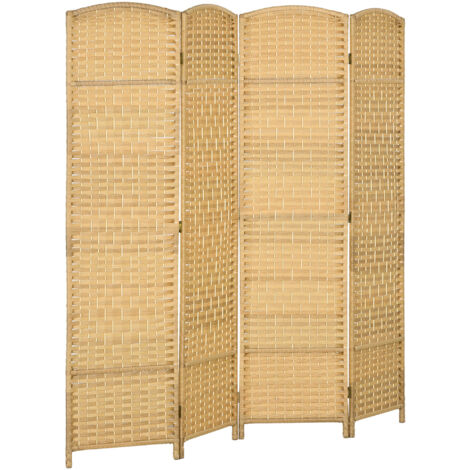 Paravent intérieur en bois 4 panneaux 180 x 180 cm séparateur de pièce pliable bois naturel