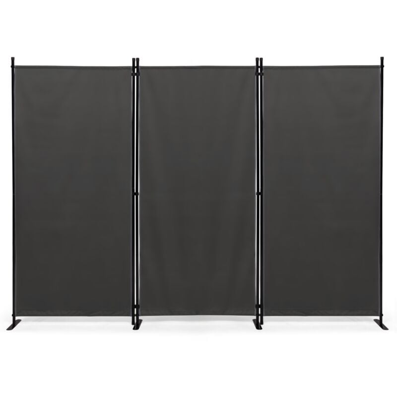 Paravent intérieur et extérieur sur pieds 3 panneaux 250 x 180 cm gris anthracite séparateur store latéral