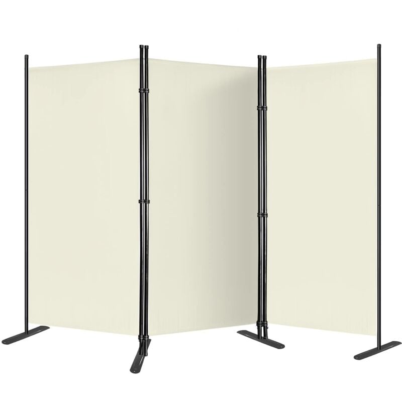 Paravent Extérieur 275 x 180 cm Séparateur de Jardin 3 Parties Pliable Écran de Confidentialité Partition pour Jardin, Balcon - Beige Naizy