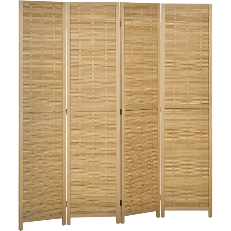 Homcom - Paravent intérieur séparateur de pièce pliable 4 panneaux dim. 160L x 170H cm bois bambou