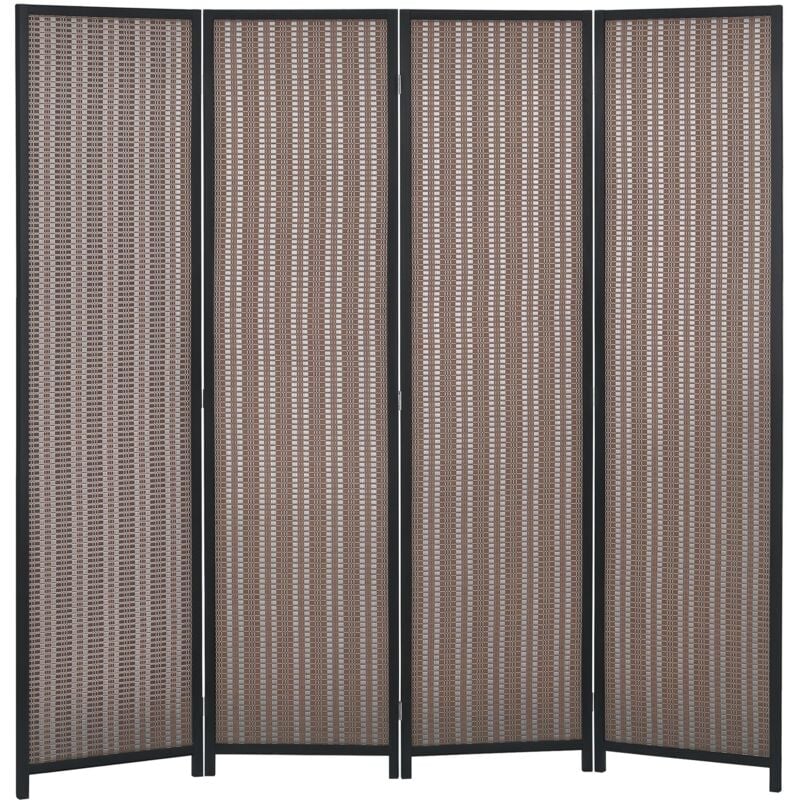 Homcom - Paravent intérieur séparateur de pièce pliable 4 panneaux dim. 180L x 180H cm bois pin bambou coton marron