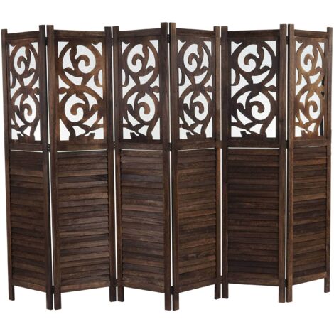 Paravent Izmir, Raumteiler Trennwand Sichtschutz, Ornamente 170x241x2cm, braun