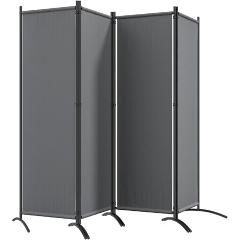 Paravent jardin 4 panneaux 221x172 cm gris foncé polyester 180g/m² pieds larges