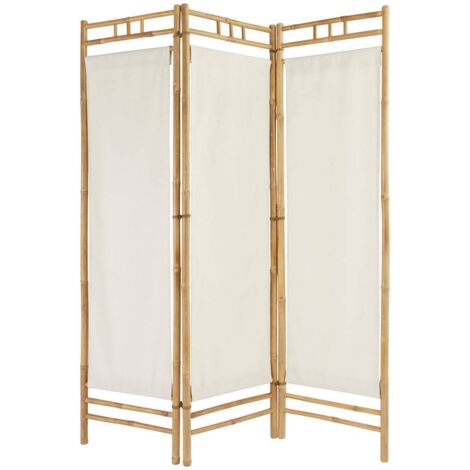 Paravent Kalel Bambus weiß 170x135,5x3cm - Atmosphera créateur d'intérieur