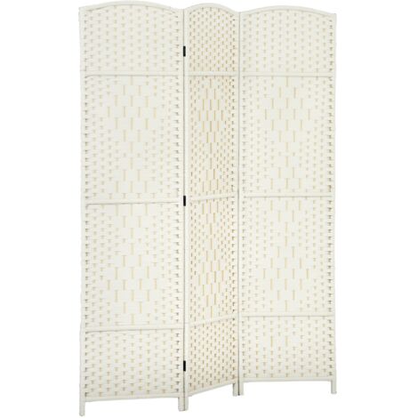 Paravent pliable bois 3 panneaux 135 x 180 cm séparation pièce salon chambre intérieur blanc design décoratif