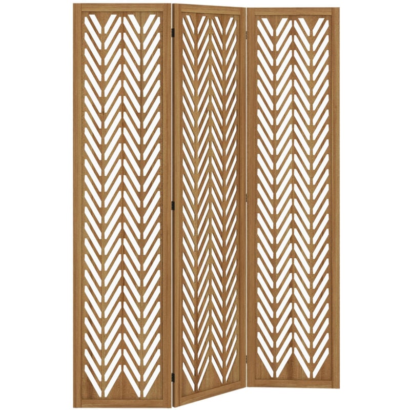 MH - Paravent séparateur 3 panneaux omar bois de paulownia verni
