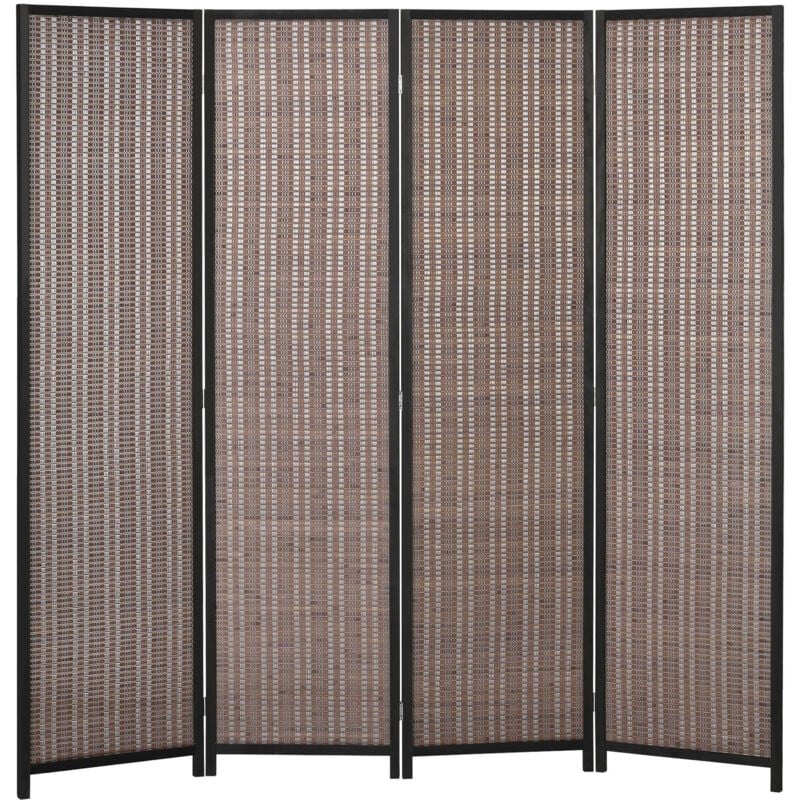 MH - Paravent séparateur 4 panneaux brenda marron