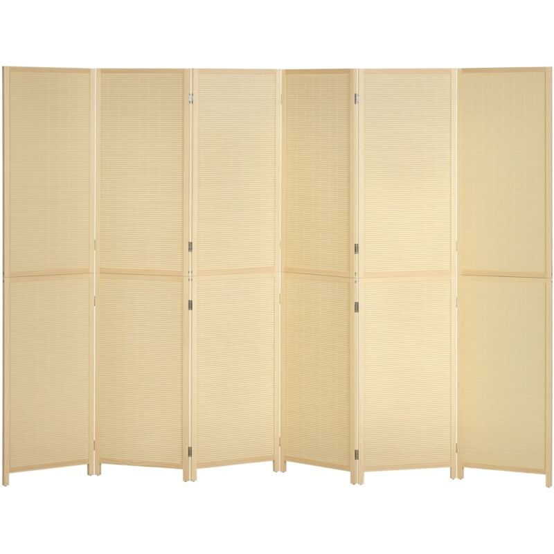 Homcom - Paravent séparateur de pièce 6 panneaux pliables dim. 270L x 180H cm bois de bambou