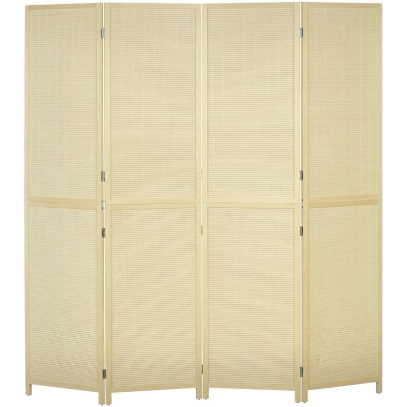 Homcom - Paravent séparateur de pièce 4 panneaux pliables dim. 180L x 180H cm bois de bambou