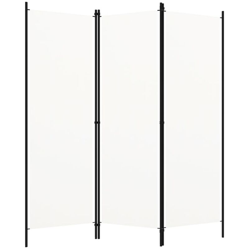 Paravent séparateur de pièce cloison 3 panneaux 150 x 180 cm en tissu blanc et fer DEC030738