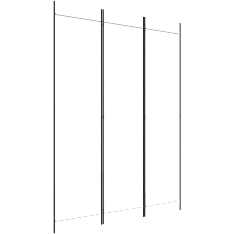 Paravent séparateur de pièce cloison 3 panneaux 150 x 200 cm tissu blanc et fer DEC030741