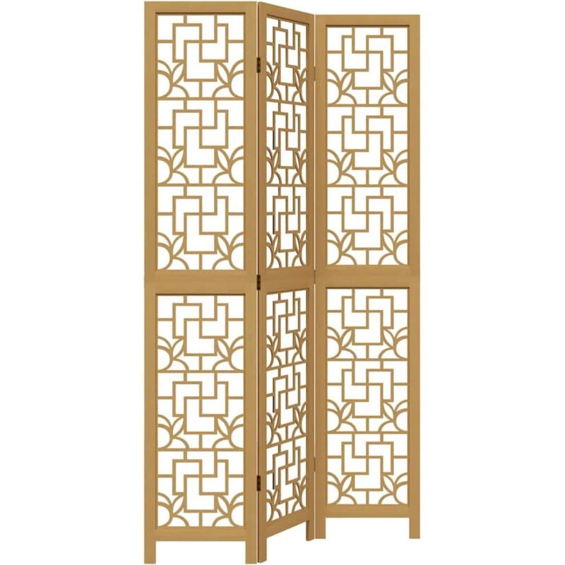 Décoshop26 - Paravent séparateur de pièce cloison 3 panneaux en bois paulownia marron DEC030781