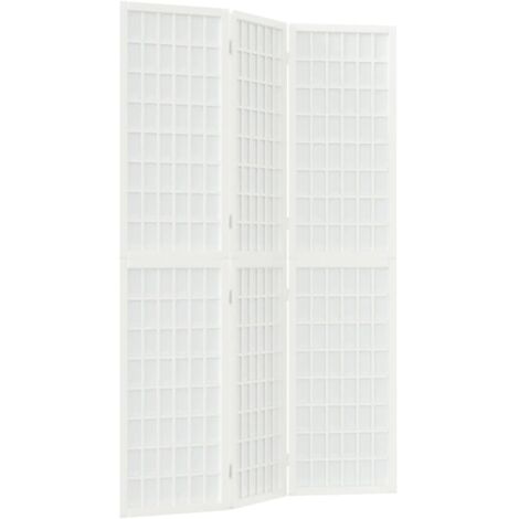 Paravent séparateur de pièce cloison pliable 3 panneaux 120 x 170 cm bois de sapin blanc et papier de riz DEC031176