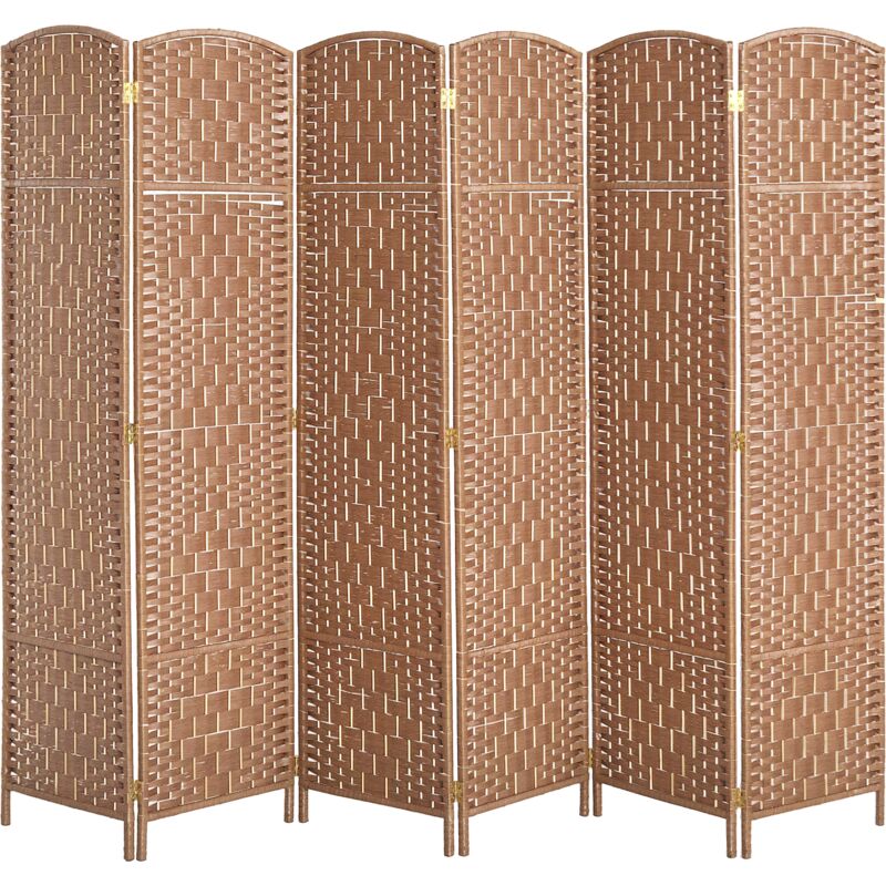 Homcom - Paravent séparateur de pièce pliable 6 panneaux dim. 270L x 180H cm bois osier tressé