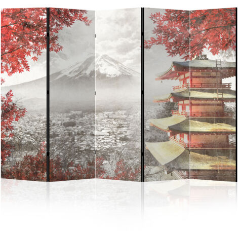Paravent séparateur d'espace intérieur - Motif asiatique - 225x172 cm