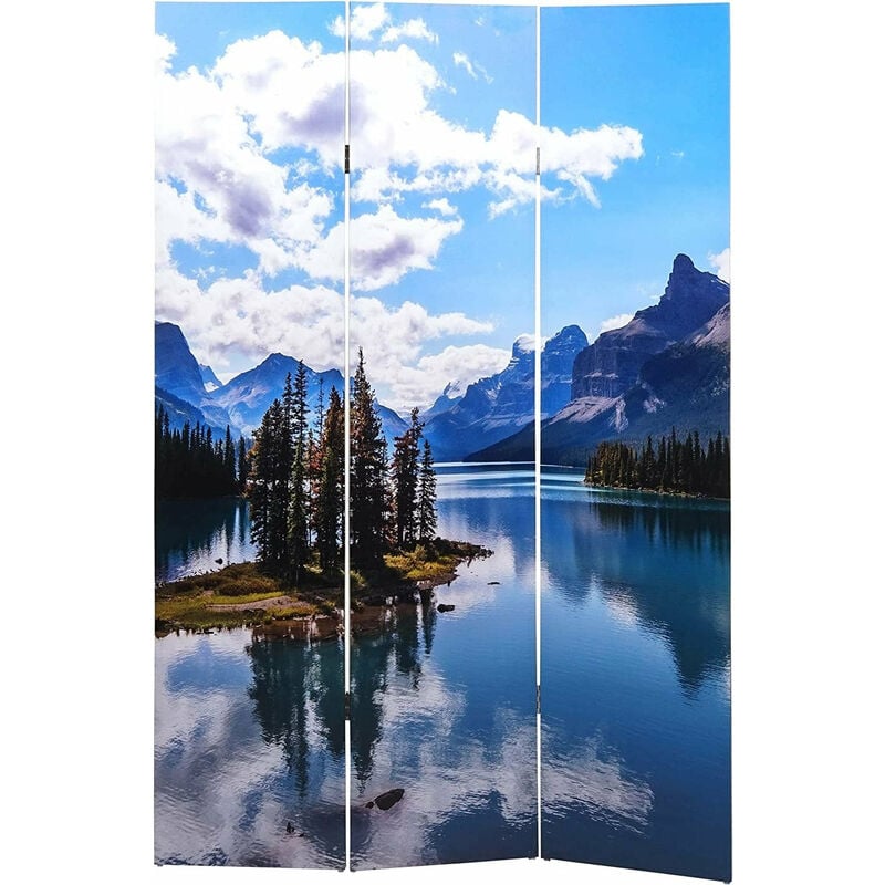 Décoshop26 - Paravent séparateur de pièce 3 panneaux 180x121cm lac montagne PAR04046