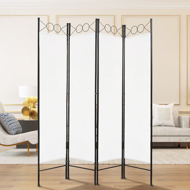 Paravent, Séparateur de Pièces, 180 x 160 cm, Blanc, Matériau du panneau: 100% Polyester - Blanc