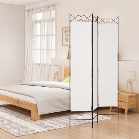 Paravent sur Pied | Cloison de séparation 3 panneaux Blanc 120x200 cm Tissu 91957