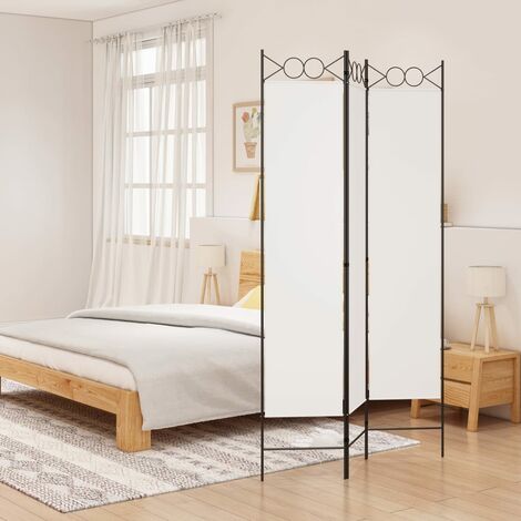 Paravent sur Pied  Cloison de séparation 3 panneaux Blanc 120x200 cm Tissu 91957