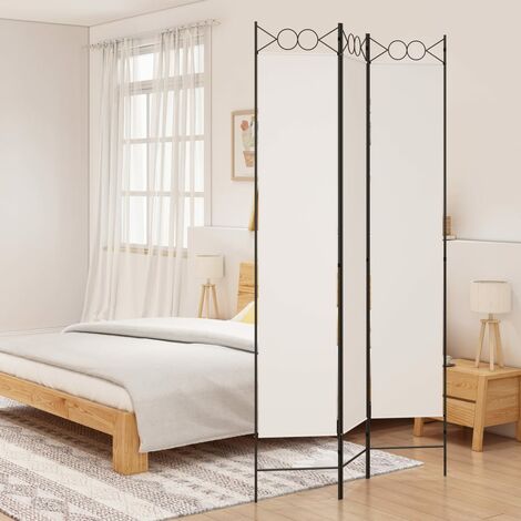Paravent sur Pied Cloison de séparation 3 panneaux Blanc 120x220 cm Tissu 44165