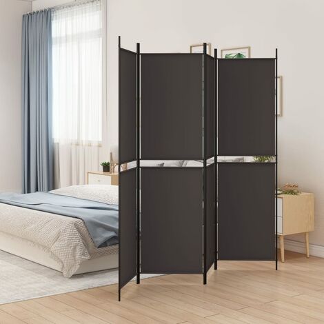 Paravent sur Pied | Cloison de séparation 4 panneaux Marron 200x200 cm Tissu 73229