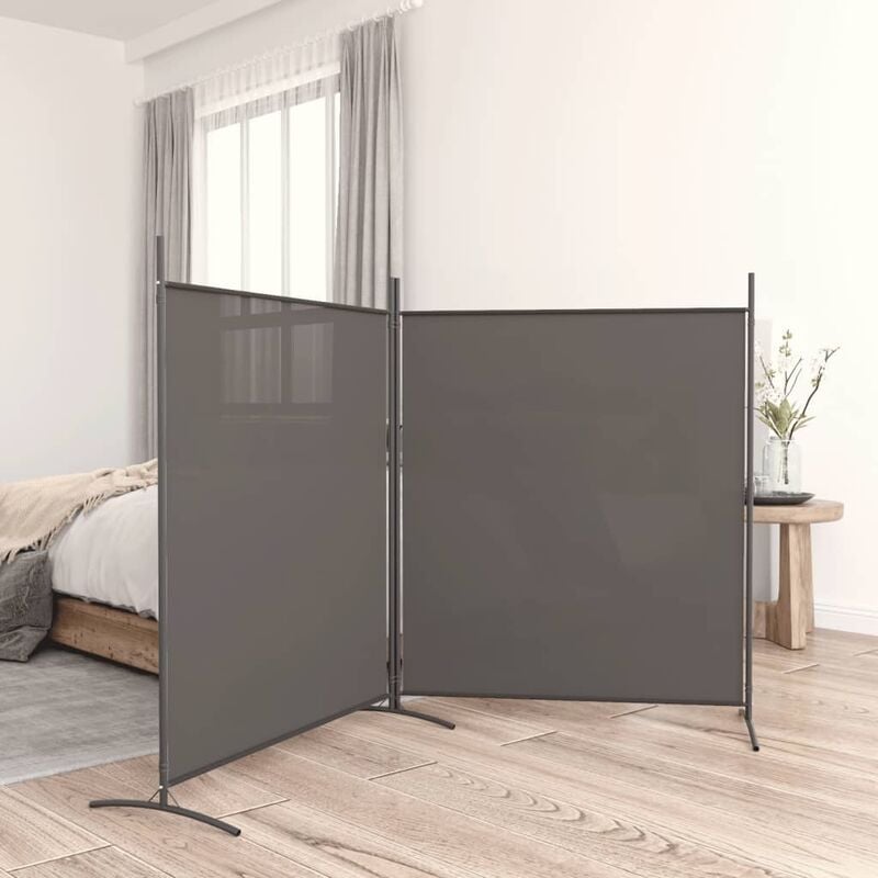 Paravent sur Pied Cloison de séparation 2 panneaux Anthracite 348x180 cm Tissu 42239