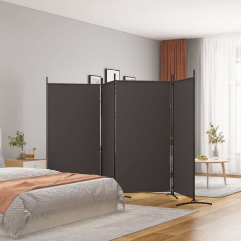Paravent,，Cloison de séparation, Pièce Protéger Privée 4 panneaux Marron 346x180 cm Tissu CFW78598