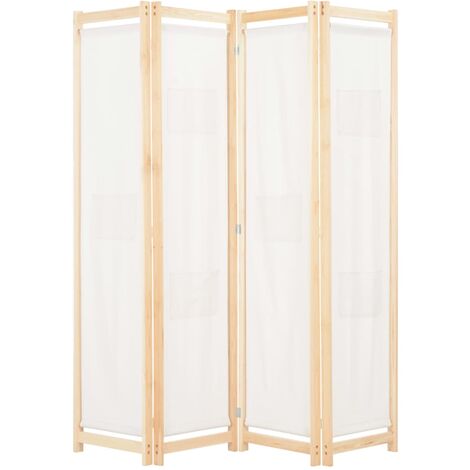 Paravent，Cloison de séparation, Pièce Protéger Privée，Brise Vue 4 panneaux Crème 160x170x4 cm Tissu FNBD53655 MaisonChic