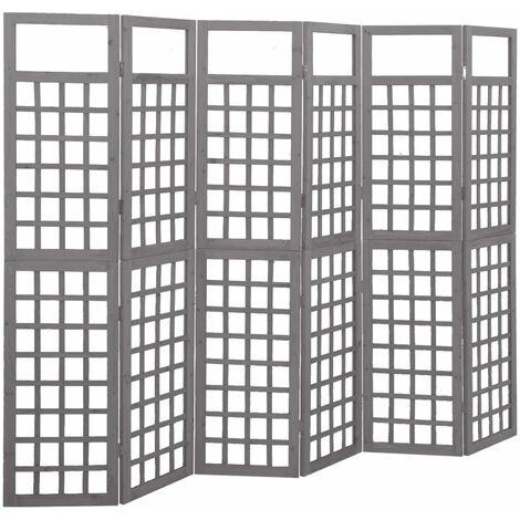 Paravent，Cloison de séparation, Pièce Protéger Privée，Brise Vue à 6 panneaux Bois de pin Gris 242,5x180cm FNBD85900
