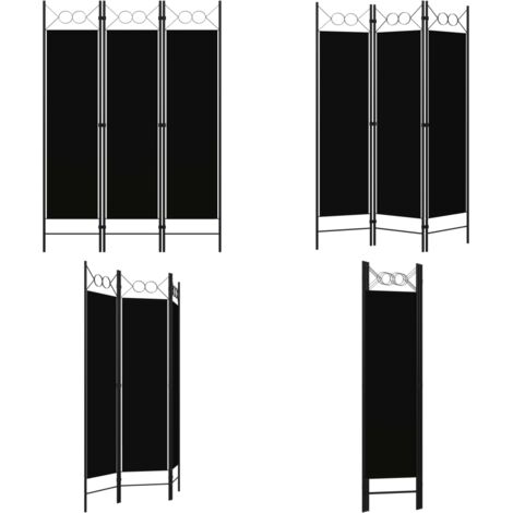 Paravento a 3 Pannelli Nero 120x180 cm - Divisorio - Privacy