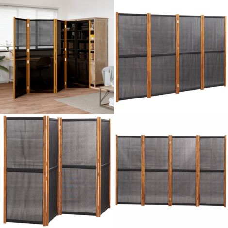 Paravento a 4 Pannelli Nero 280x180 cm - Separazione interna - Separazione esterna
