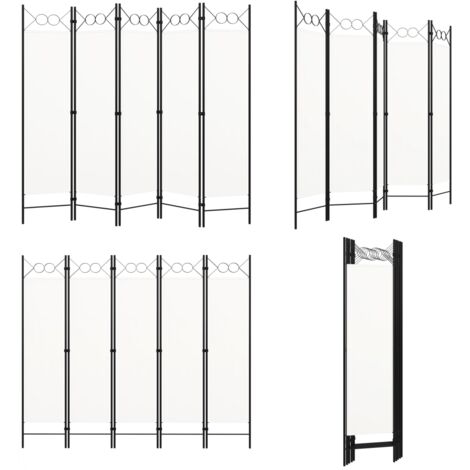 Paravento a 5 Pannelli Bianco 200x180 cm - Schermo per privacy - Divisorio per camera da letto
