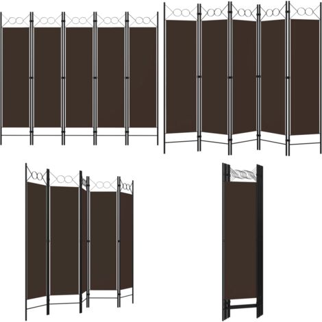 Paravento a 5 Pannelli Marrone 200x180 cm - Divisorio - Privacy