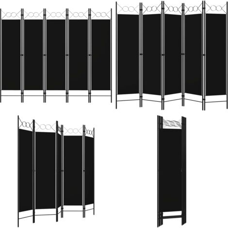 Paravento a 5 Pannelli Nero 200x180 cm - Divisorio - Privacy